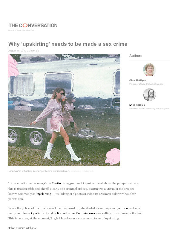 Why ‘upskirting’ needs to be made a sex crime Thumbnail