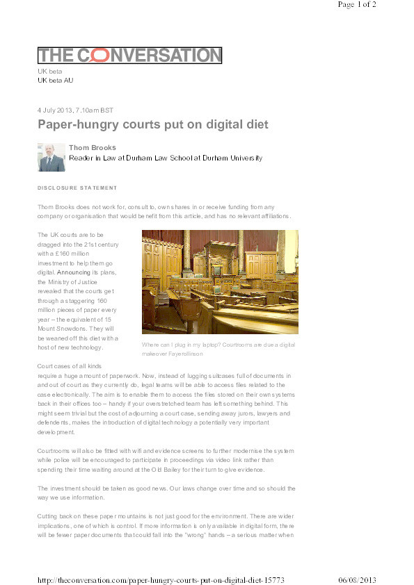 Paper-hungry courts put on digital diet Thumbnail