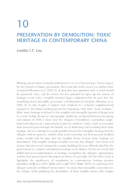 Preservation by Demolition: Toxic Heritage in Contemporary China Thumbnail