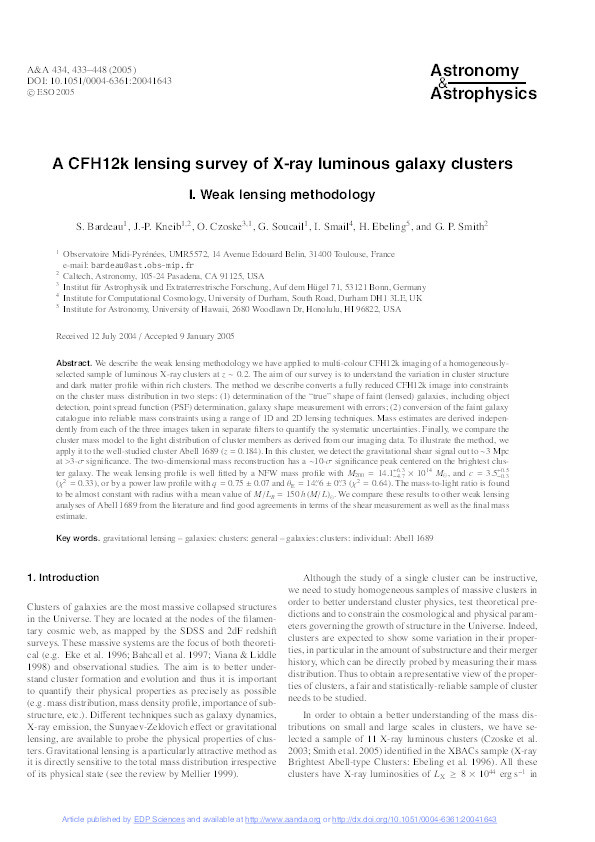 A CFH12k lensing survey of X-ray luminous galaxy clusters I : weak lensing methodology Thumbnail