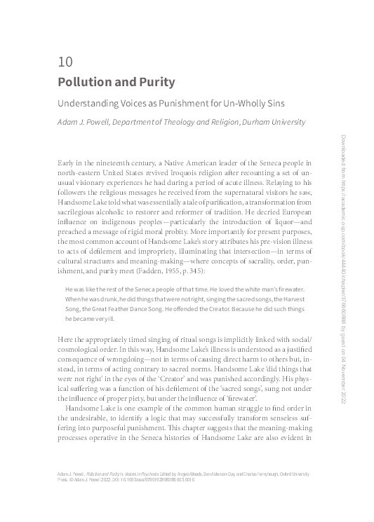 Pollution and Purity: Understanding Voices as Punishment for Un-Wholly Sins Thumbnail