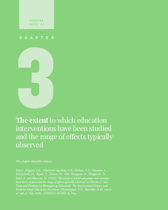 The extent to which education interventions have been studied and the range of effects typically observed Thumbnail