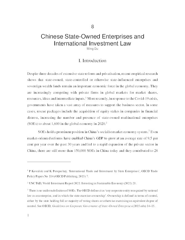 Chinese State-Owned Enterprises and International Investment Law Thumbnail