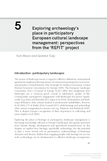 Exploring archaeology’s place in participatory European cultural landscape management: perspectives from the ‘REFIT’ project Thumbnail