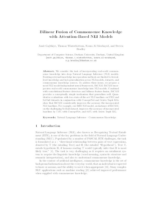 Bilinear Fusion of Commonsense Knowledge with Attention-Based NLI Models Thumbnail