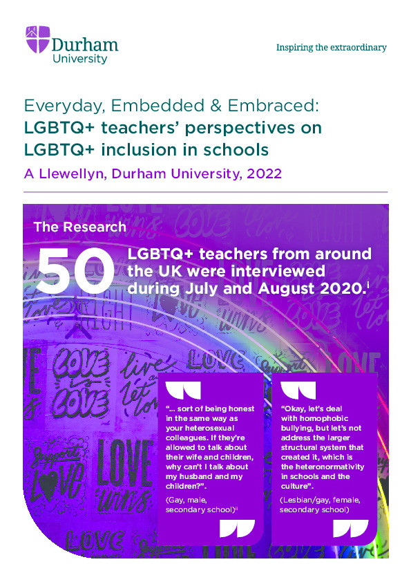 Everyday, Embedded & Embraced: LGBTQ+ teachers' perspectives on LGBTQ+ inclusion in schools. Schools Report Thumbnail