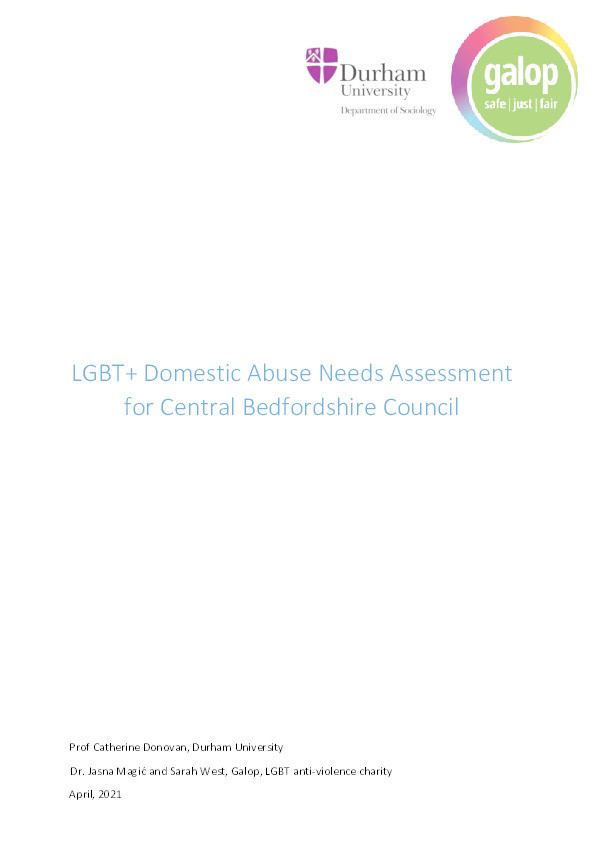 LGBT+ Domestic Abuse Needs Assessment for Central Bedfordshire Council Thumbnail