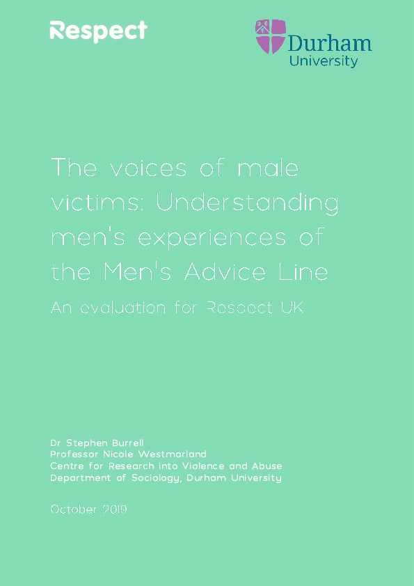 The voices of male victims: Understanding men's experiences of the Men's Advice Line Thumbnail