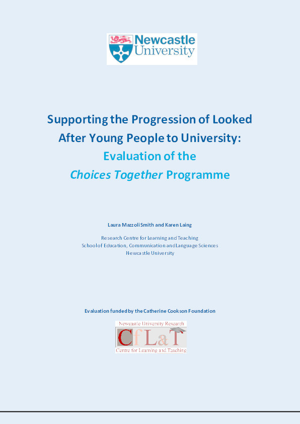 Supporting the Progression of Looked After Young People to University: Evaluation of the Choices Together Programme Thumbnail