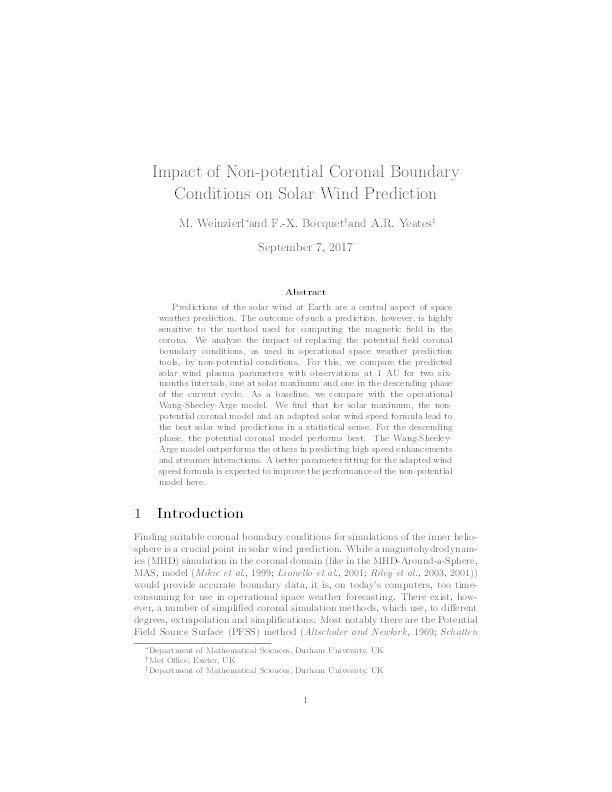 Impact of Non-potential Coronal Boundary Conditions on Solar Wind Prediction Thumbnail