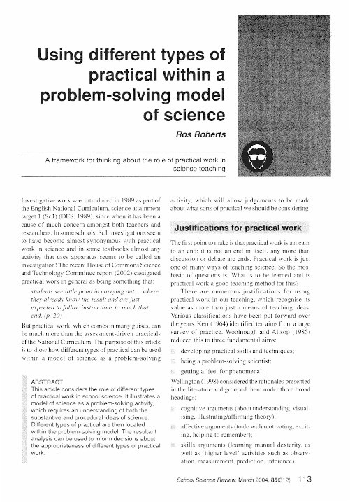 Using different types of practical within a problem-solving model of science Thumbnail
