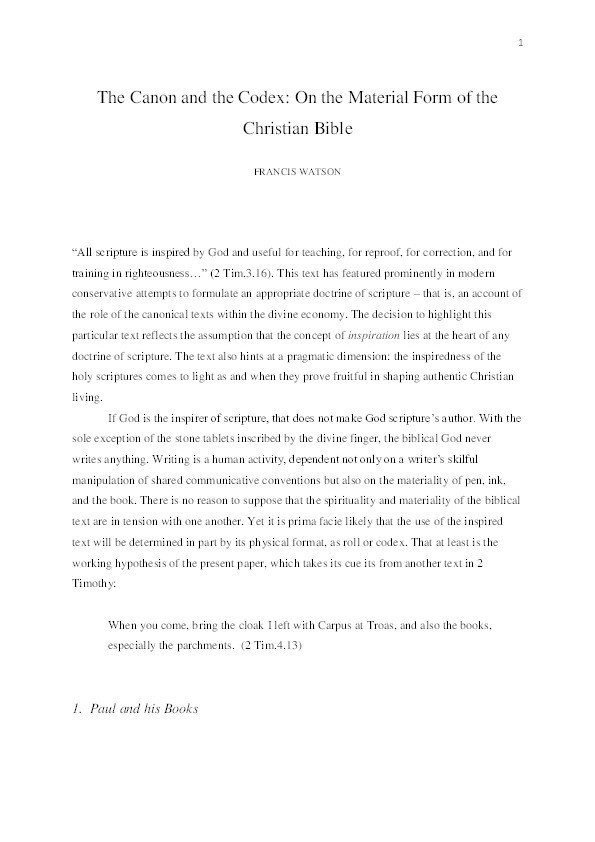 "The Canon and the Codex: On the Material Form of the Christian Bible" Thumbnail