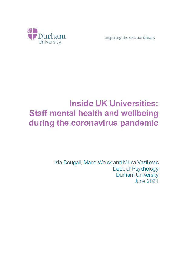 Inside UK Universities: Staff mental health and wellbeing during the coronavirus pandemic Thumbnail