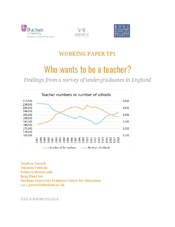 Who wants to be a teacher? Findings from a survey of undergraduates in England Thumbnail