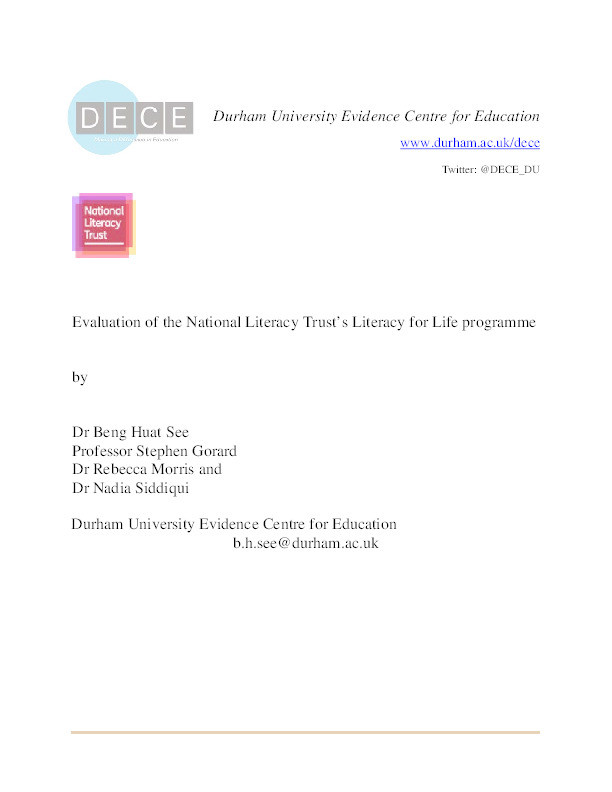 Evaluation of the National Literacy Trust's Literacy for Life programme Thumbnail