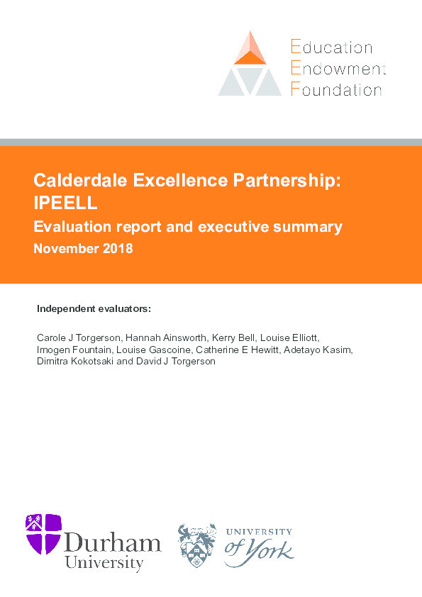 Calderdale Excellence Partnership: IPEELL. Evaluation and Executive Summary Thumbnail