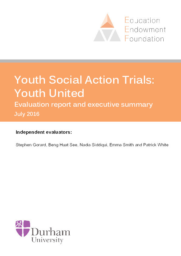 Youth Social Action Trials: Youth United Evaluation report and executive summary Thumbnail