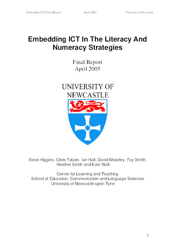 Embedding ICT in The Literacy and Numeracy Strategies: Final Report Thumbnail