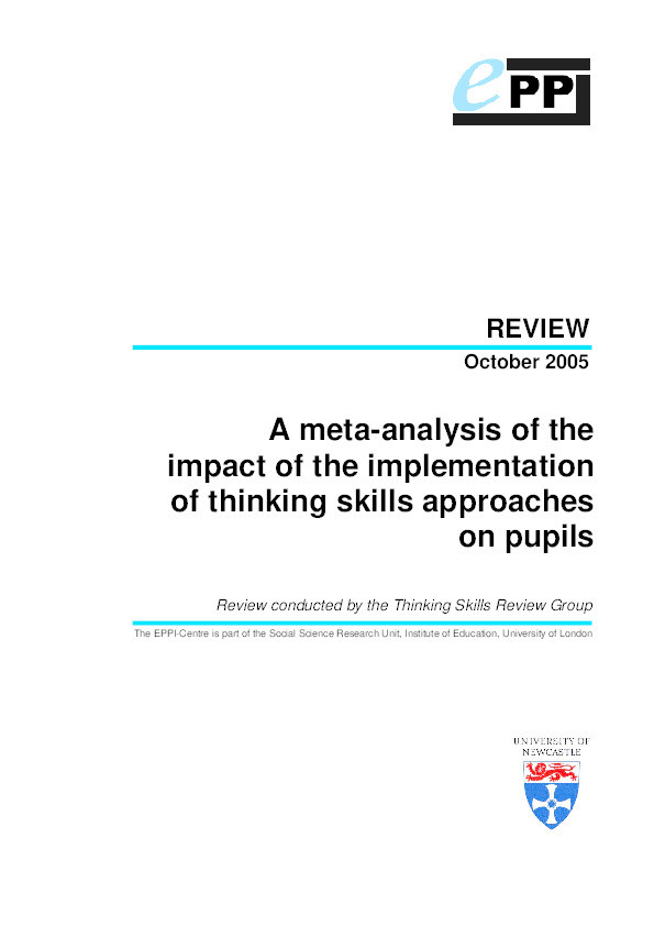 A meta-analysis of the impact of the implementation of thinking skills approaches on pupils Thumbnail