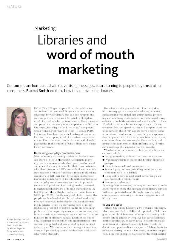 Libraries and word of mouth marketing Thumbnail