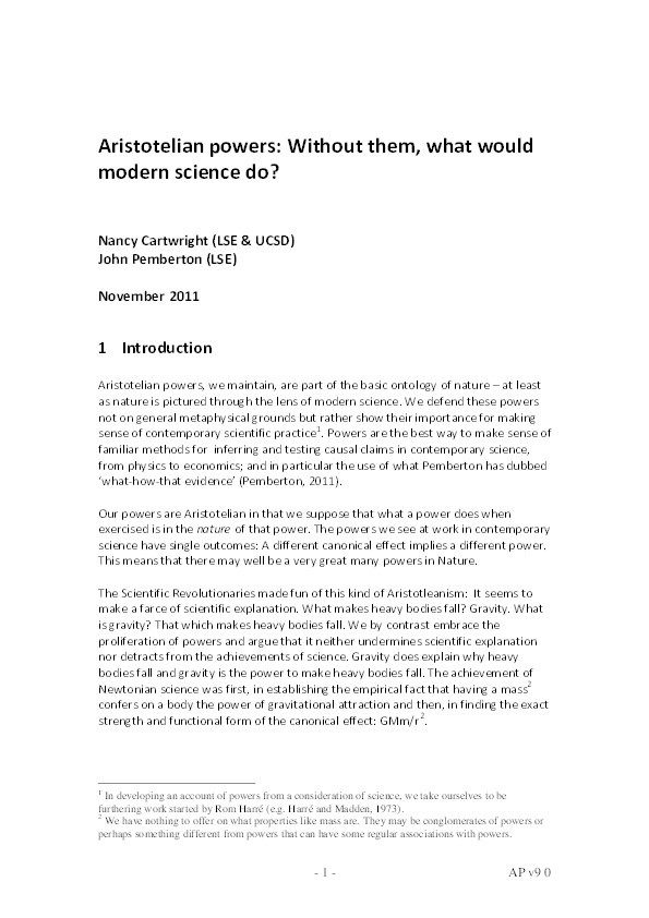 Aristotelian Powers: Without Them, What Would Modern Science Do? Thumbnail