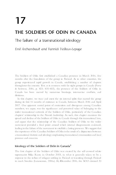 The Soldiers of Odin in Canada: The failure of a transnational ideology Thumbnail