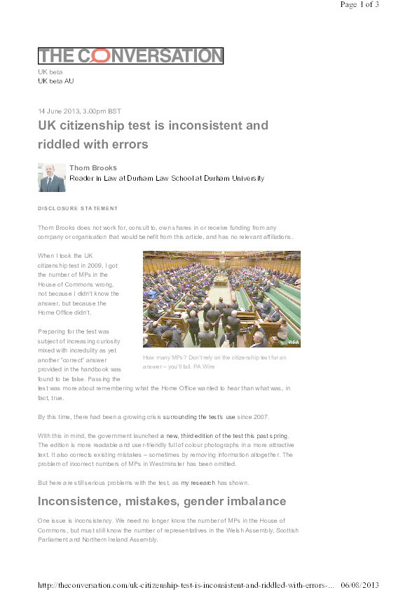 UK citizenship test is inconsistent and riddled with errors Thumbnail