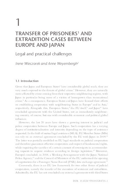 Transfer of prisoners and extradition cases between Europe and Japan: legal and practical challenges Thumbnail