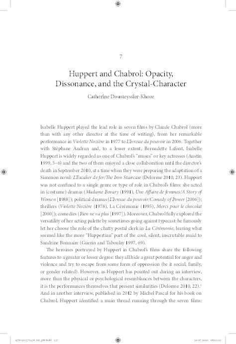Huppert and Chabrol: Opacity, Dissonance, and the Crystal-Character Thumbnail