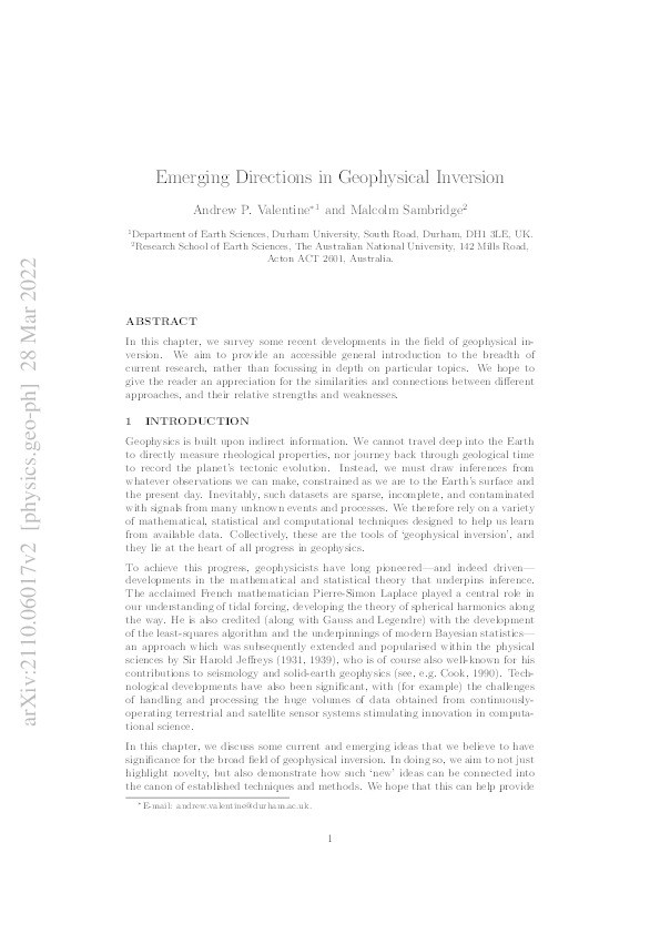 Emerging Directions in Geophysical Inversion Thumbnail