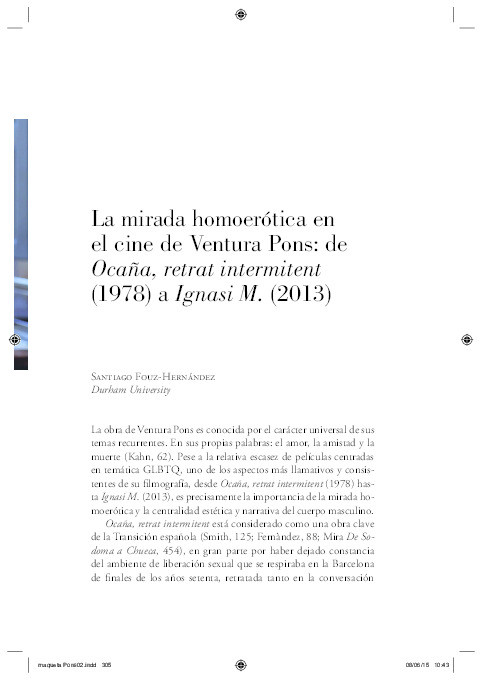 La mirada homoerótica en el cine de Ventura Pons: de Ocaña, retrat intermitent (1978) a Ignasi M. (2013) Thumbnail