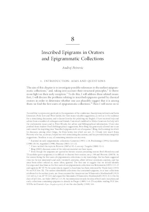 Inscribed Epigrams in Orators and Epigrammatic Collections Thumbnail