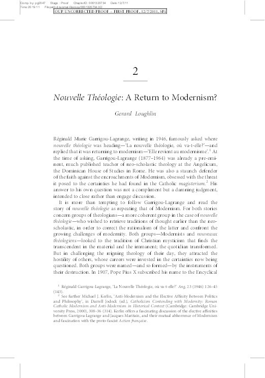 "Nouvelle Théologie: A Return to Modernism?" Thumbnail