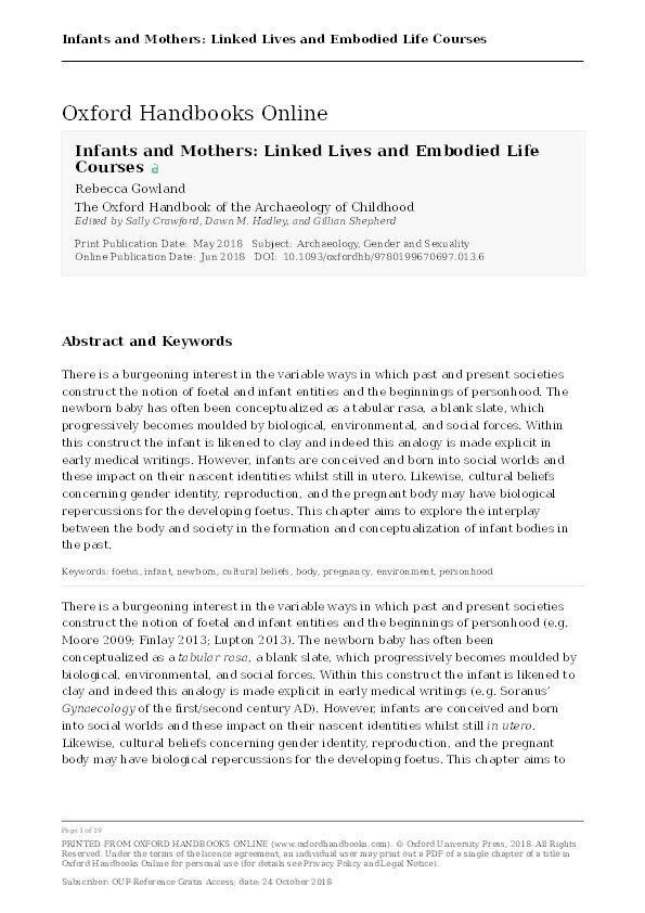 Infants and Mothers: Linked Lives and Embodied Life Courses Thumbnail
