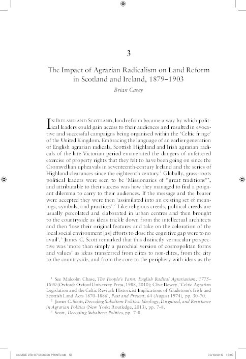 The impact of agrarian radicalism on land reform in Scotland and Ireland, 1879–1903 Thumbnail