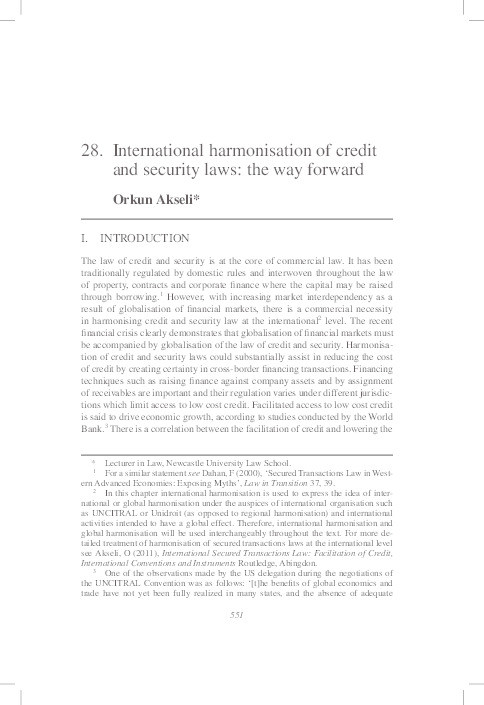 International Harmonisation of Credit and Security Laws: The Way Forward Thumbnail