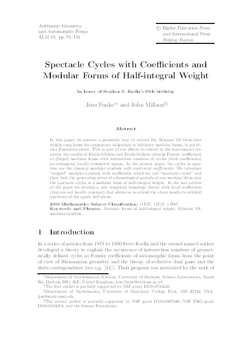 Spectacle cycles with coefficients and modular forms of half-integral weight Thumbnail