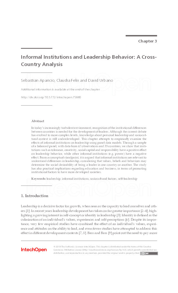 Informal institutions and leadership behavior: A cross-country analysis Thumbnail