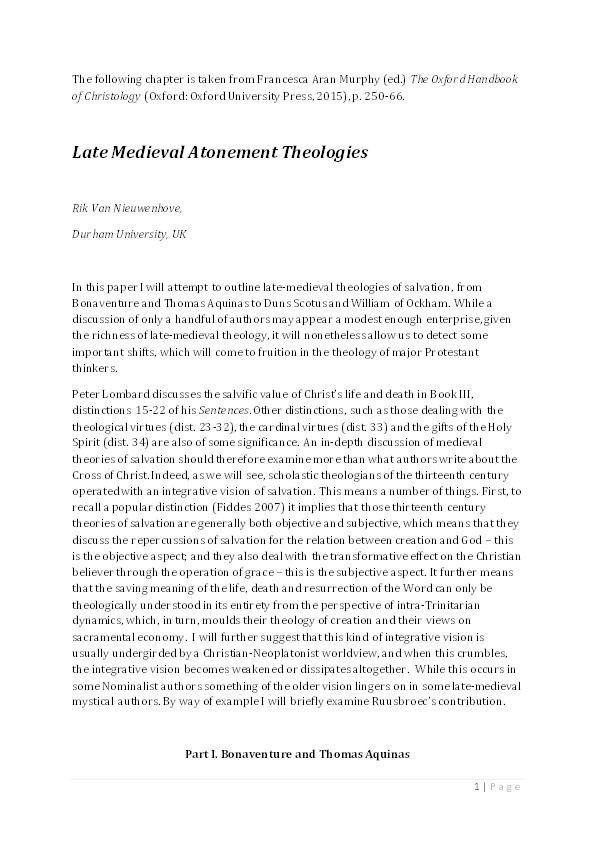 Late Medieval Atonement Theologies Thumbnail