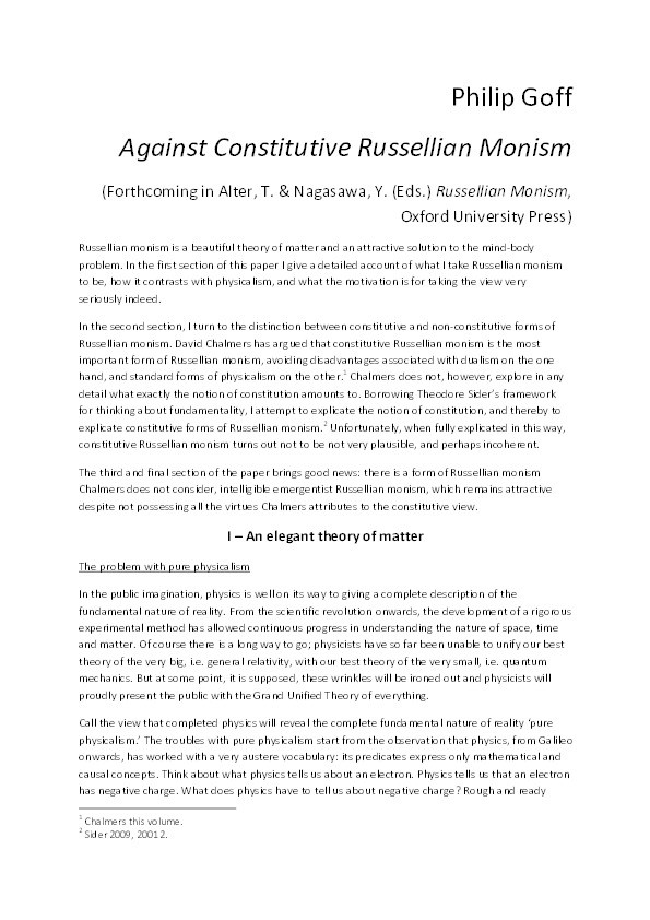 Against constitutive Russellian monism Thumbnail