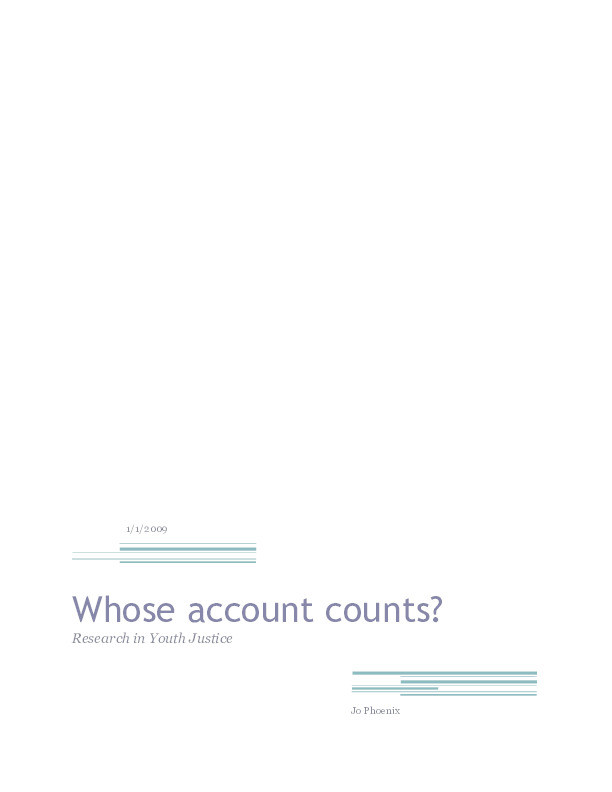 Whose Account Counts? Politics and Research in Youth Justice Thumbnail
