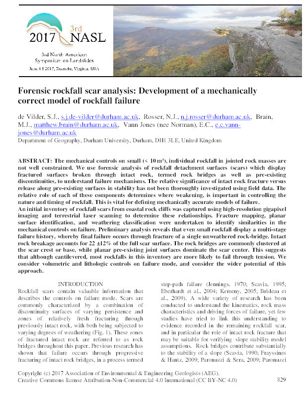 Forensic rockfall scar analysis: Development of a mechanically correct model of rockfall failure Thumbnail