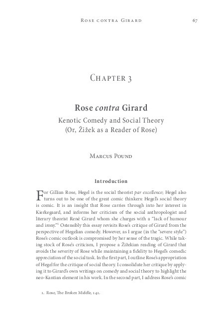 Rose contra Girard: Kenotic Comedy and Social Theory (Or, Žižek as a Reader of Rose) Thumbnail