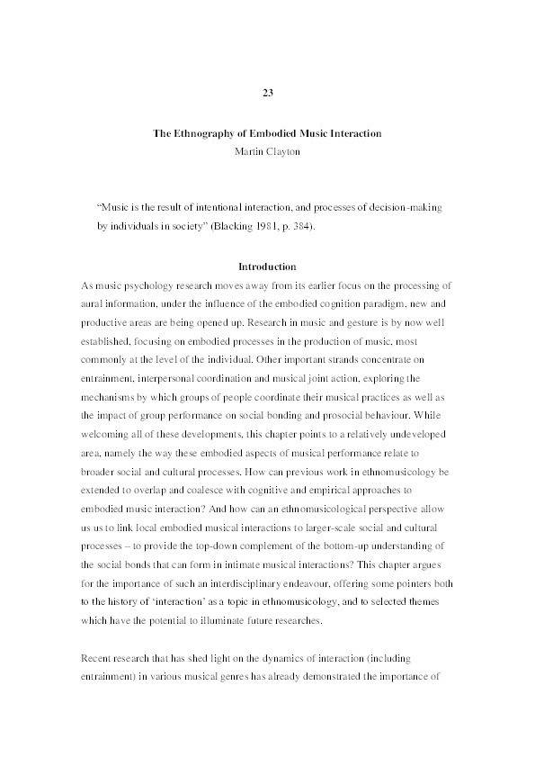 The Ethnography of Embodied Music Interaction Thumbnail