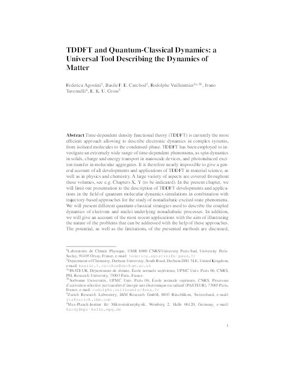 TDDFT and Quantum-Classical Dynamics: A Universal Tool Describing the Dynamics of Matter Thumbnail