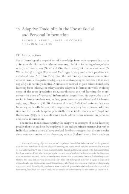 Adaptive Trade-offs in the use of Social and Personal Information Thumbnail