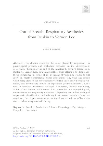 Out of Breath: Respiratory Aesthetics from Ruskin to Vernon Lee Thumbnail