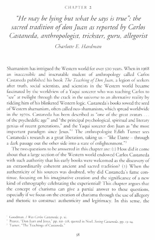 "He may be lying but what he says is true" : the sacred tradition of don Juan as reported by Carlos Castaneda, anthropologist, trickster, guru, allegorist Thumbnail