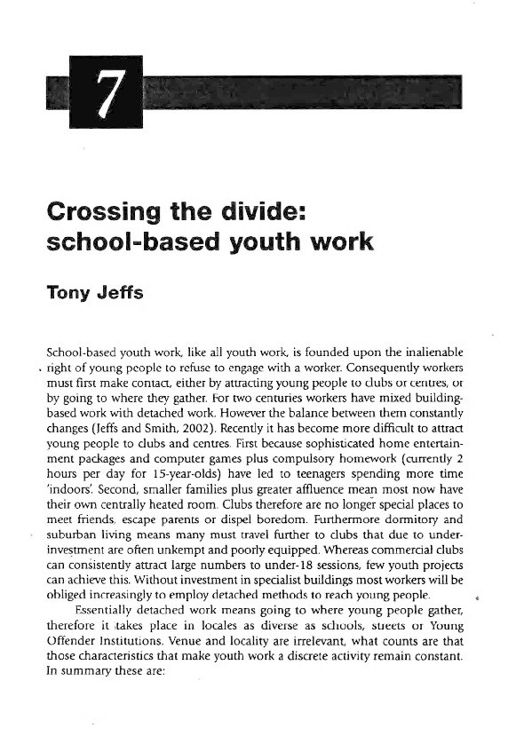 Crossing the Divide: school-based youth work Thumbnail