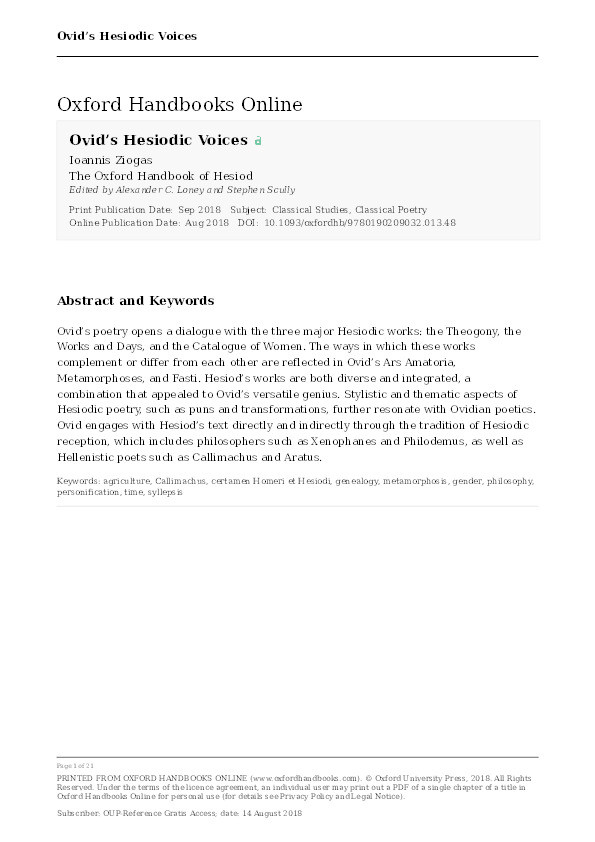 Ovid's Hesiodic Voices Thumbnail